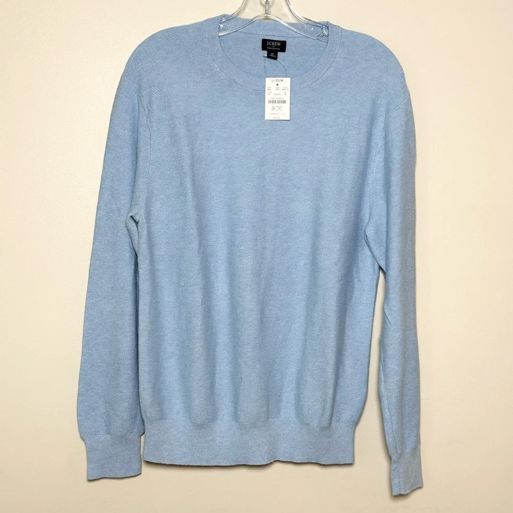 NWT J. Crew cotton crewneck Men's Light Blue Sweater